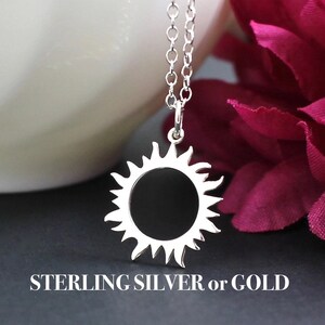 Solar Eclipse Necklace, Sun Necklace, Sunburst Necklace, Celestial Necklace Women, Celestial Jewelry Sterling Silver, Astronomy Star Gazer