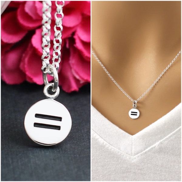 Equality Necklace, Equal Rights, Gay Pride Necklace, LGBTQ Necklace, Gender Equality, Equal Charm, Sterling Silver Necklace