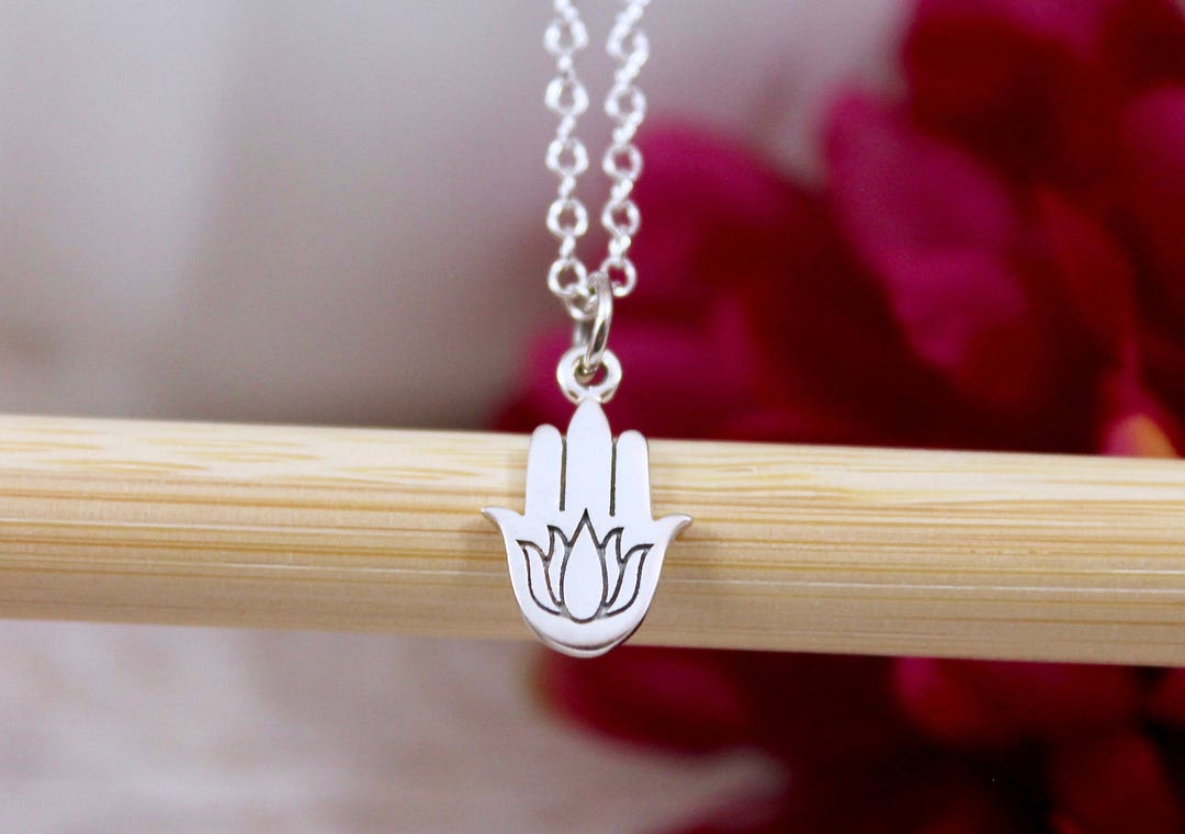 Hamsa Necklace Sterling Silver Hamsa Hand Necklace Etsy