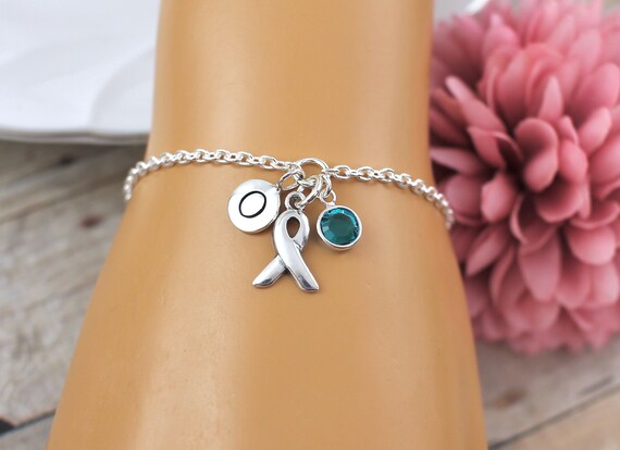 Personalized Ovarian Cancer Bracelet in Sterling Silver Ovarian