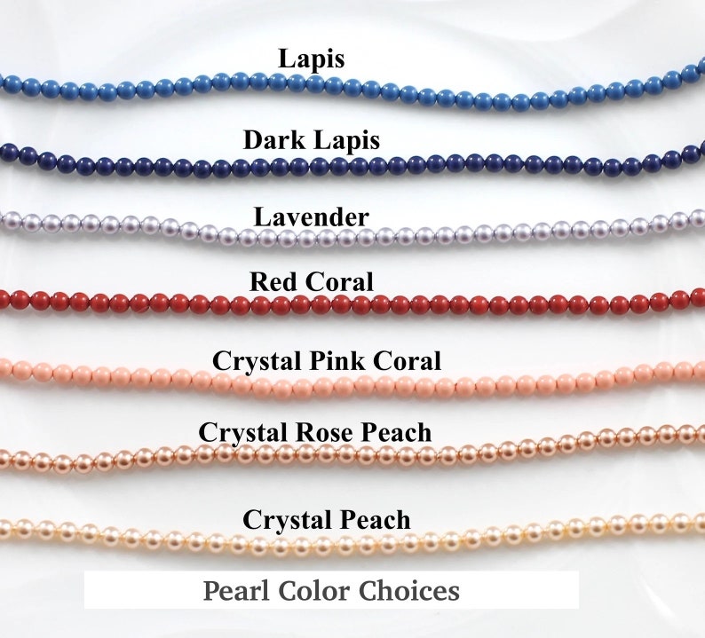 May include: A selection of pearl colors for jewelry making. The colors include lapis, dark lapis, lavender, red coral, crystal pink coral, crystal rose peach, and crystal peach.