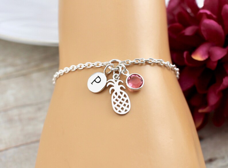 Pineapple Bracelet Sterling Silver Charm Bracelet Jewelry Etsy