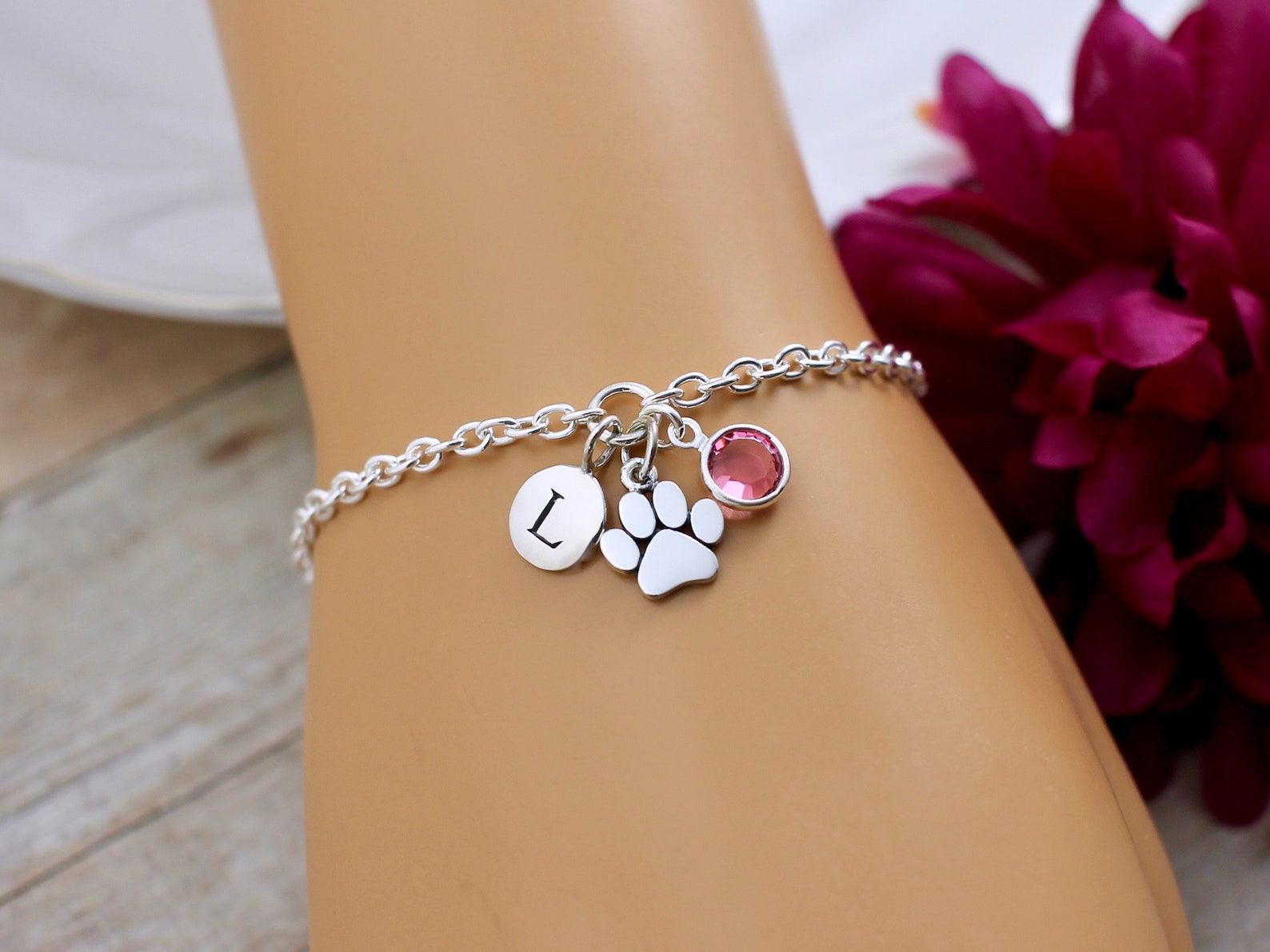Personalized Paw Print Bracelet, Paw Print Jewelry, Dog Paw Bracelet ...