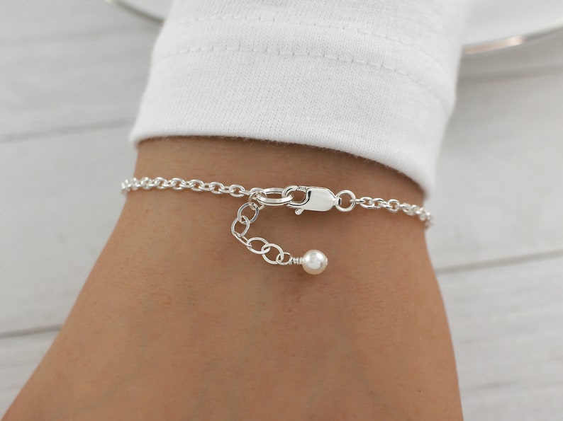 Angel Wing Bracelet Sterling Silver, Angel Wing Pearl Bracelet, Angel Cross Bracelet, Guardian Angel Bracelet, Godmother Gift, Remembrance image 3