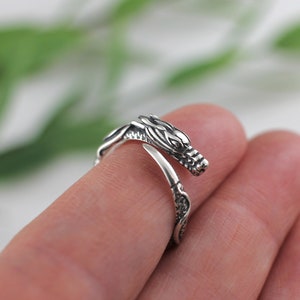 Dragon Ring in Sterling Silver, Viking Ring, sterling silver dragon ring, dragon jewelry, dragon ring men or women, goth ring, silver dragon image 2
