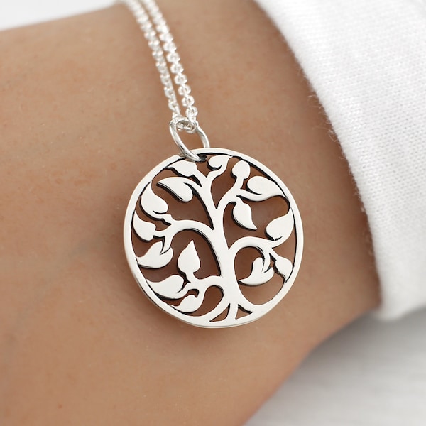 Family Tree Necklace Sterling Silver, Tree of Life Necklace Silver, women, mothers day gift, mother of the bride, groom, gift for mom