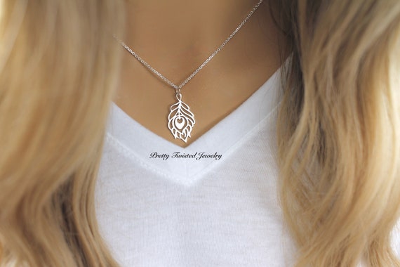 Dainty feather best sale necklace