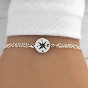 Compass Bracelet, Sterling Silver, Retirement Bracelet for Women, Graduation Bracelet, Retirement Gift, Graduation Gift, Travel Compass