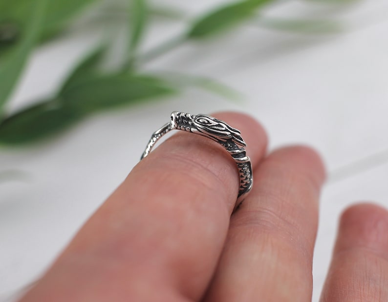 Dragon Ring in Sterling Silver, Viking Ring, sterling silver dragon ring, dragon jewelry, dragon ring men or women, goth ring, silver dragon image 7