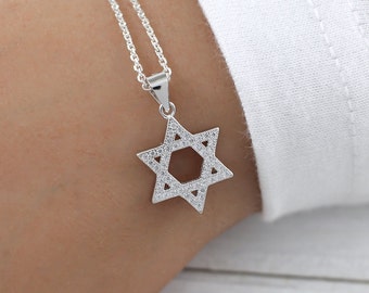 Star of David Necklace for Women in Sterling Silver, Jewish Star Necklace, Magen David Necklace, Bat Mitzvah Gift, Jewish Necklace