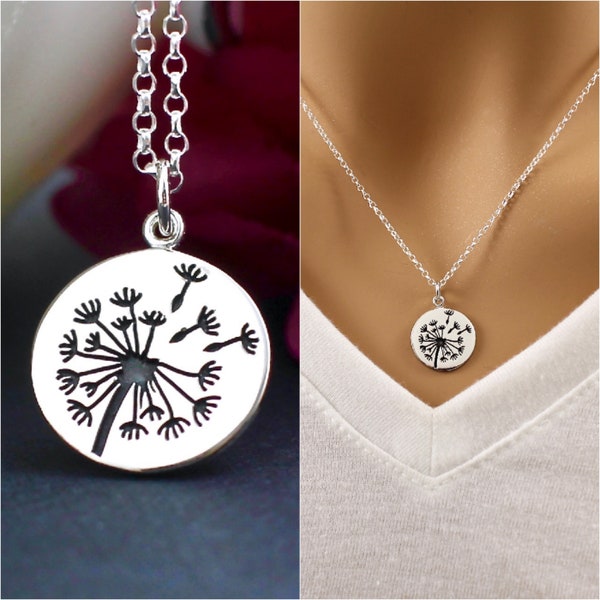 Dandelion Necklace Sterling Silver, For Women, Silver, Pusteblume, Make a Wish Necklace, Gift for Mom, Gift for Daughter, Dandelion Jewelry