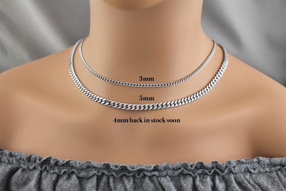アクセサリー Unused Necklace UH0549 Silver 925 Waterproof Non Tarnish Silver Diamond Cut Chain Necklace, 3mm 4mm