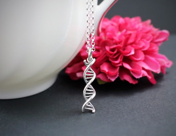 Sterling Silver DNA Double Helix Necklace, Women in Science