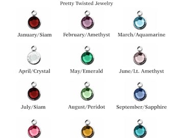 Add A Channel Set Crystal Birthstone to your Pretty Twisted Jewelry Necklace or Bracelet