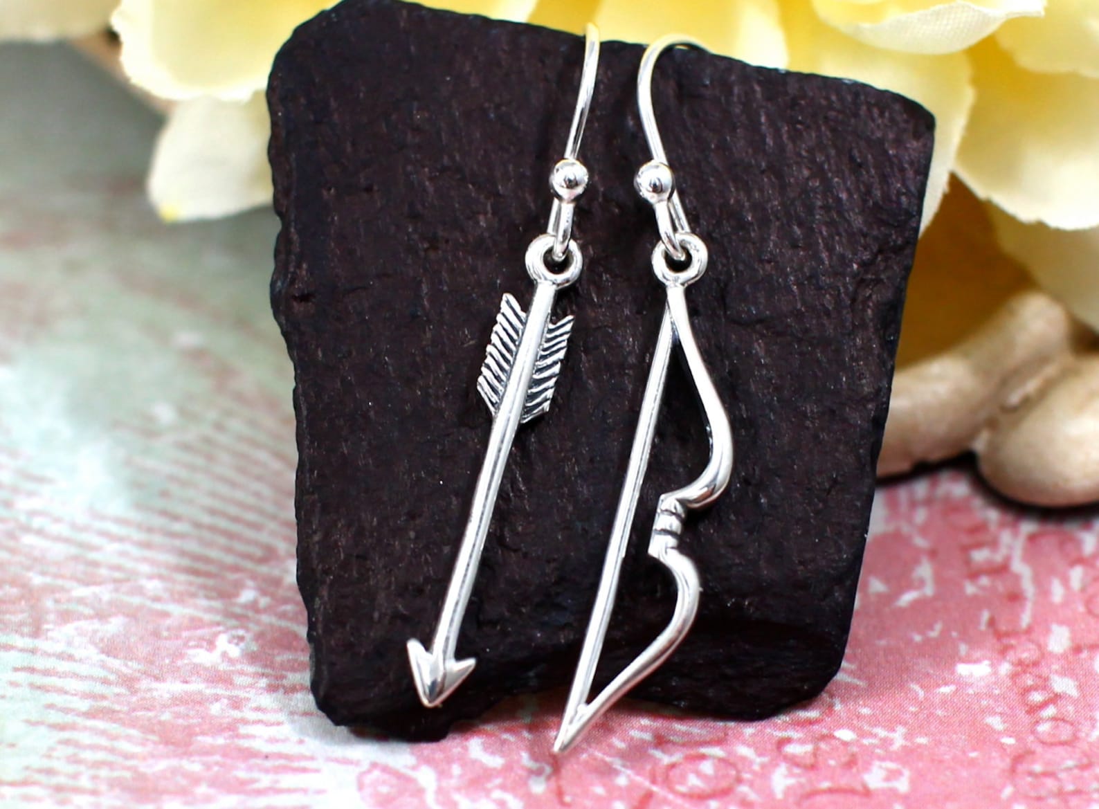 Sterling Silver Bow and Arrow Earrings Archery Earrings Etsy