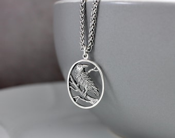 Raven Necklace, for women, Sterling Silver, Raven Pendant, Raven Jewelry, Wiccan Jewelry, Crow Necklace, Bird Necklace, Gothic Jewelry