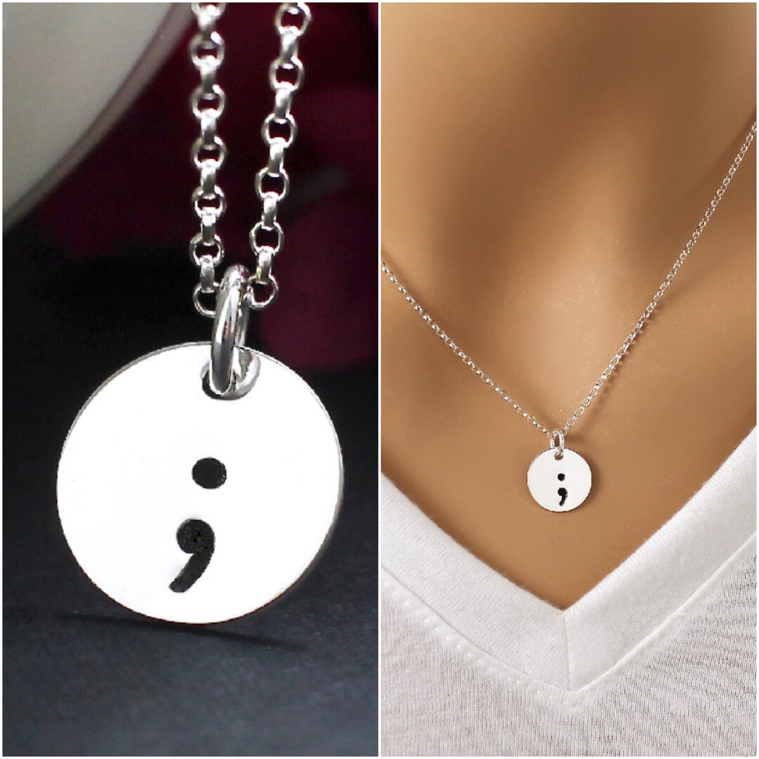 Semicolon Necklace Sterling Silver Jewelry Charm Necklace My