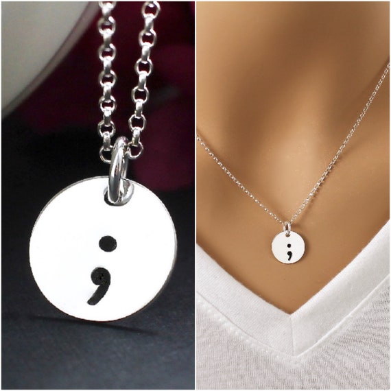 Semicolon necklace sterling silver best sale