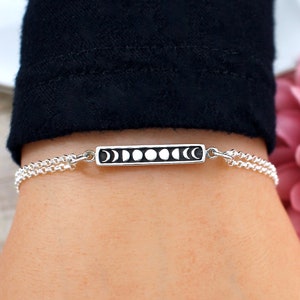 Moon Phase Bracelet, Moon Phases Bracelet, Moon Bracelet, Sterling Silver, Woman, Celestial Bracelet, Jewelry, Waning Crescent Moon, Gifts
