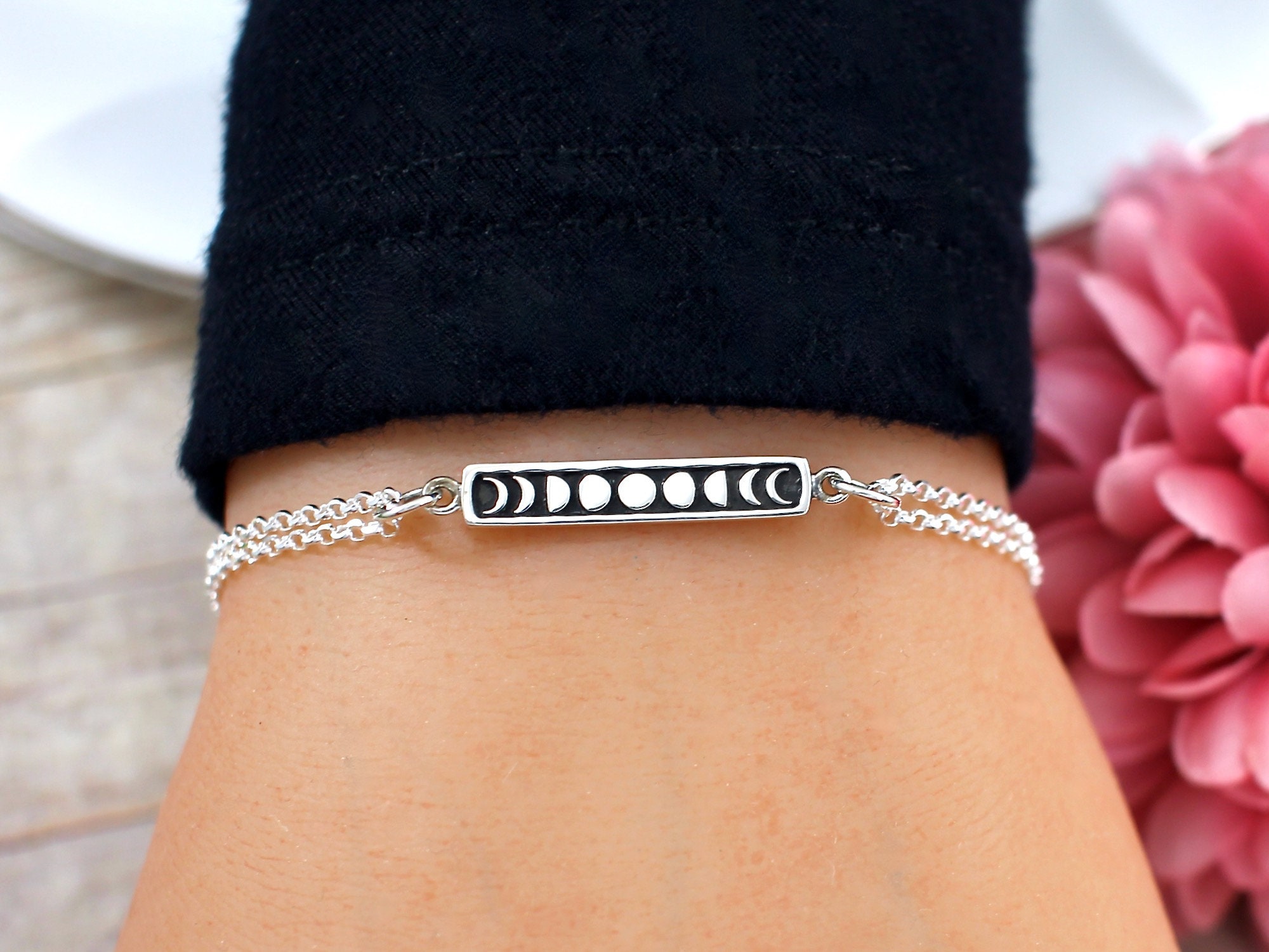 Moon Phase Bracelet, Moon Phases Bracelet, Moon Bracelet, Sterling