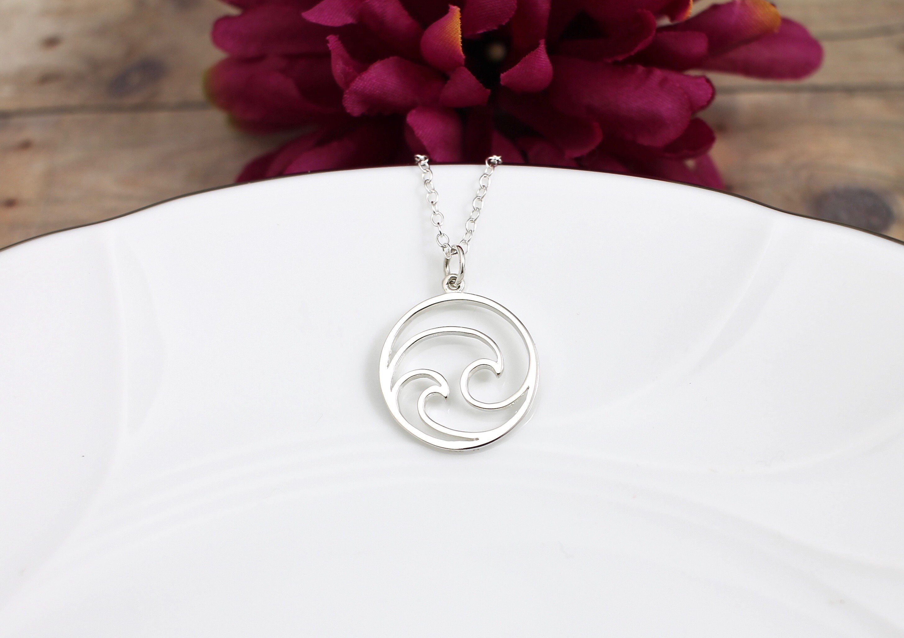 Waves Necklace Sterling Silver Ocean Waves Beach Girl | Etsy