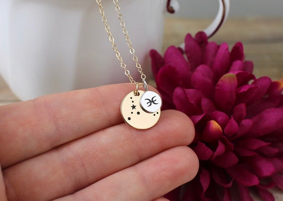 Pisces Constellation Necklace Pisces Necklace Gold Pisces Star
