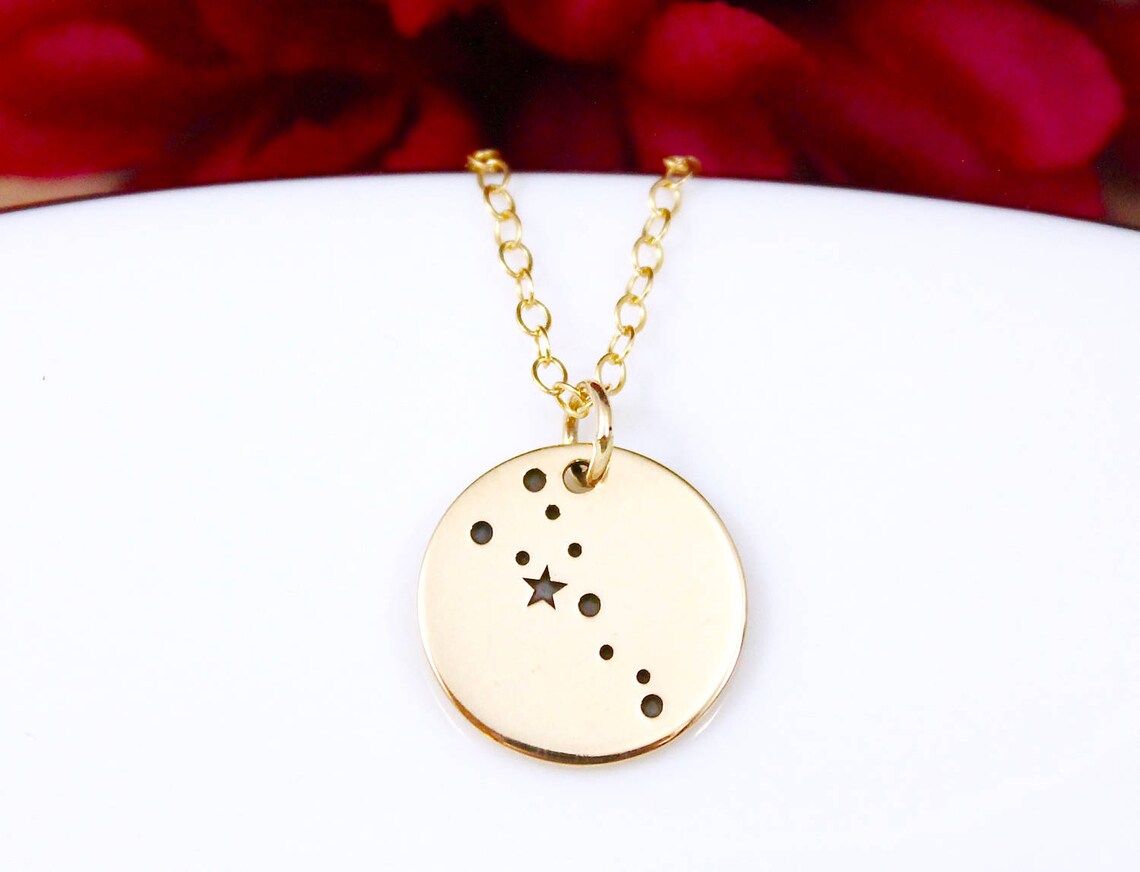 Gold Taurus Necklace Taurus Constellation Necklace Gold Etsy