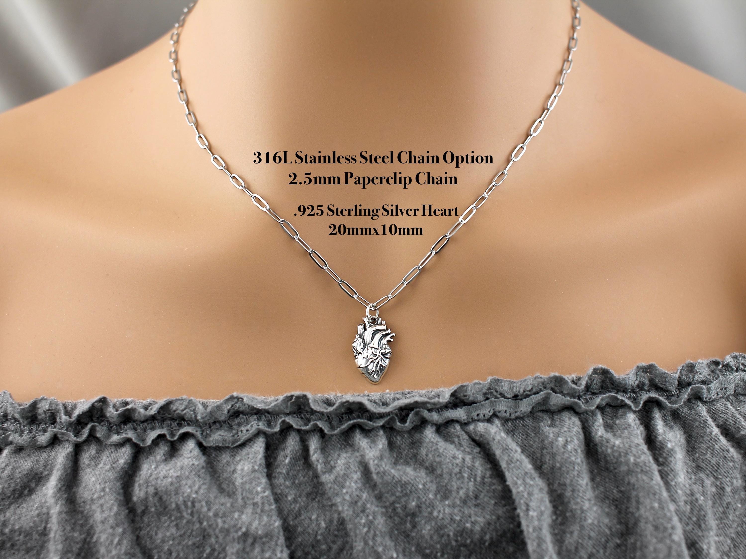 Sterling Silver Anatomical Heart Necklace – Gothic Medical Gift