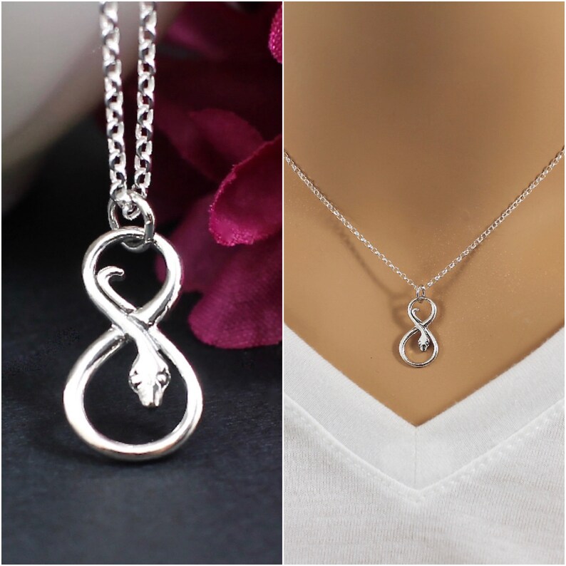 Snake Necklace Sterling Silver Infinity Necklace Snake Etsy