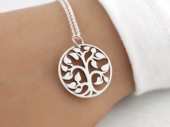 Silver family tree necklace deals