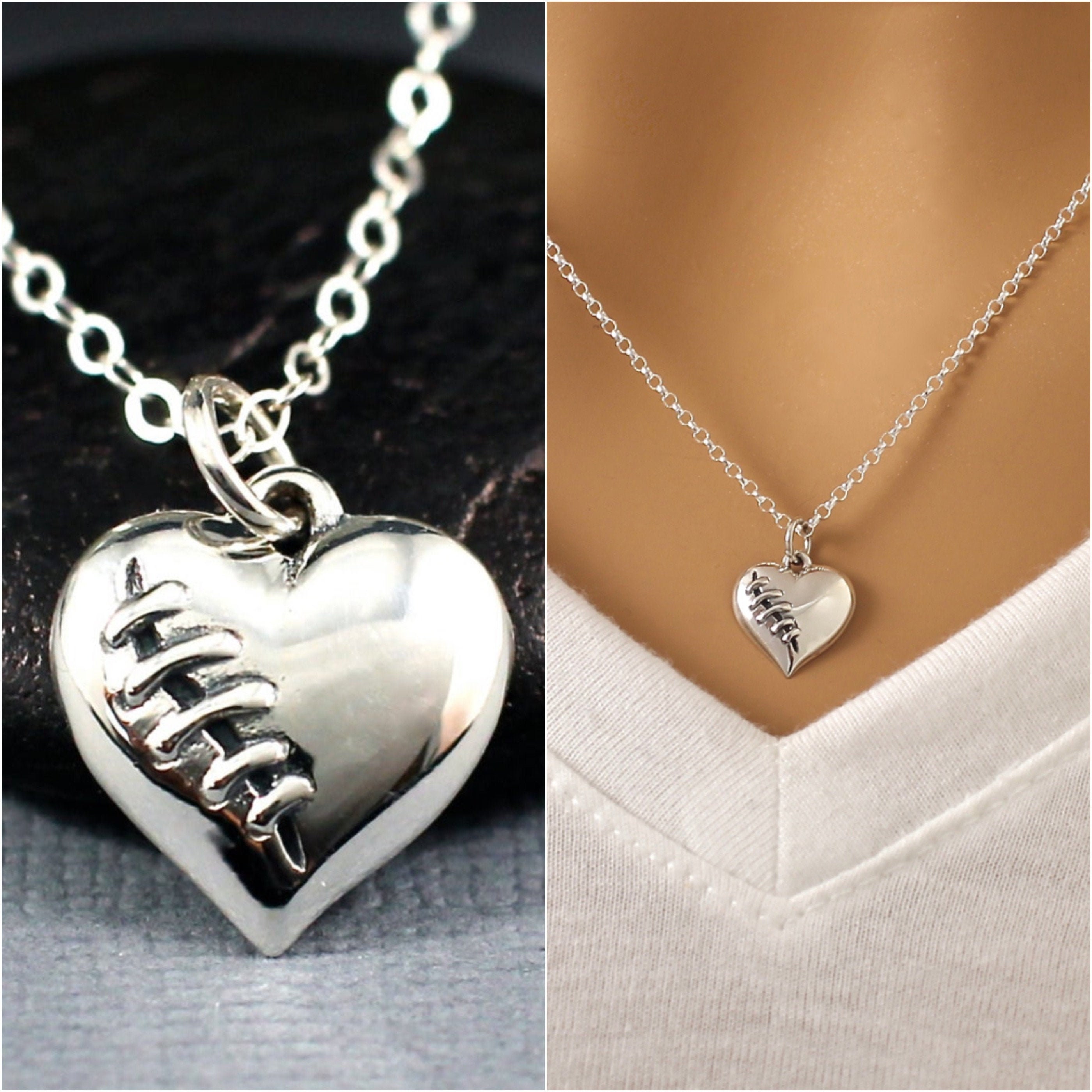 CUSTOM Listing for Rosemary Mended Heart Necklace With 26 Inch Heavy Chain Etsy