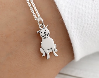 Pitbull Necklace, Sterling Silver, Pitbull Mom, Grandma, Charm, Jewelry, Memorial, Gifts, items, life, love, lover, loss, rescue