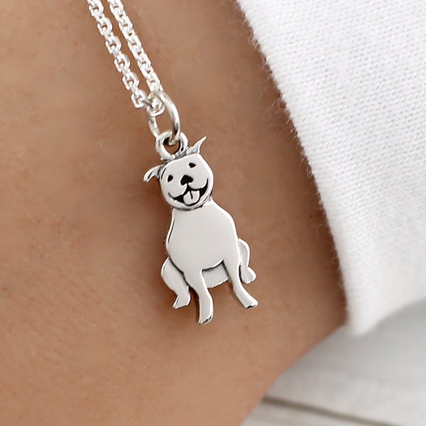 Pitbull Necklace, Sterling Silver, Pitbull Mom, Grandma, Charm, Jewelry, Memorial, Gifts, items, life, love, lover, loss, rescue