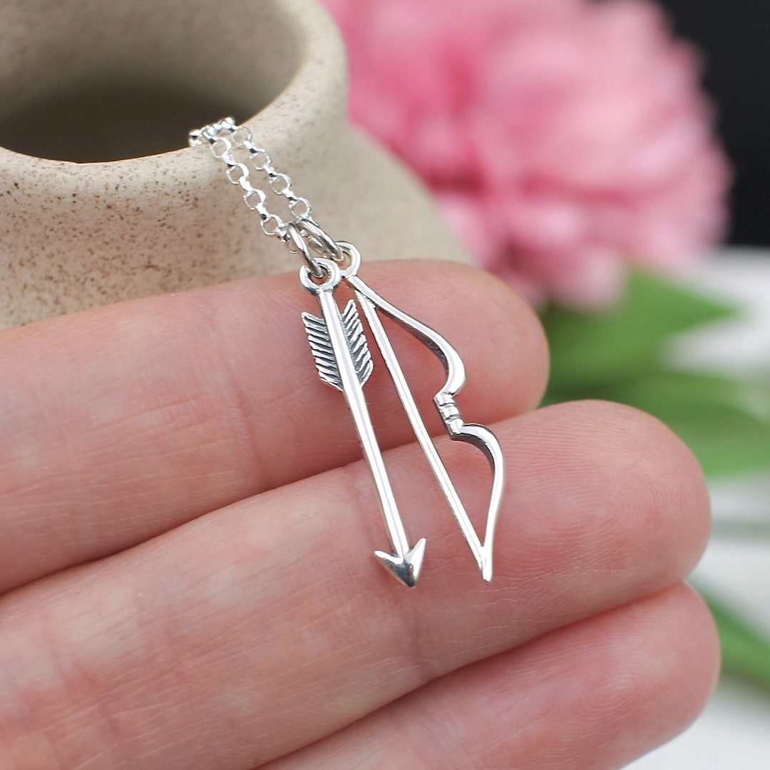 Bow and Arrow Necklace in Sterling Silver, Sagittarius Necklace