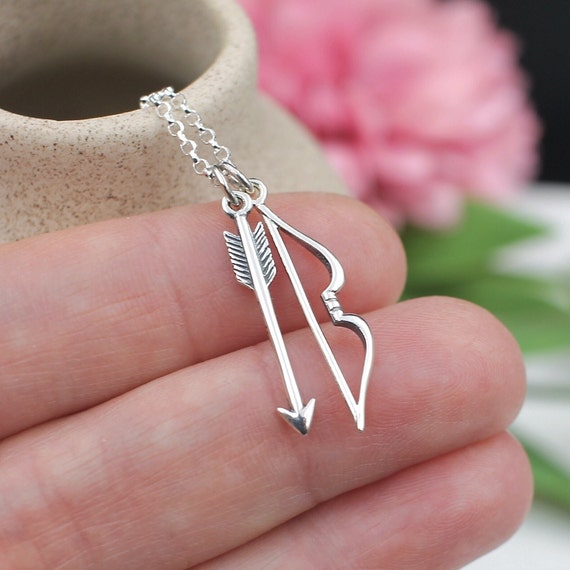 Sterling Silver Bow And Arrow Archery Dangle Bead Charm – 925, No Stone, USA