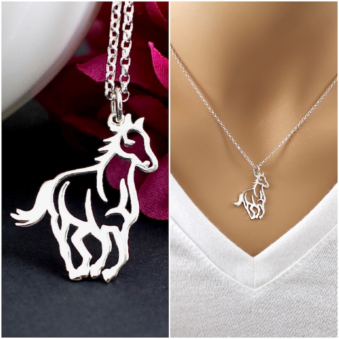 Horse Necklace, Sterling Silver, for Women, for Girls, Charm, Horse