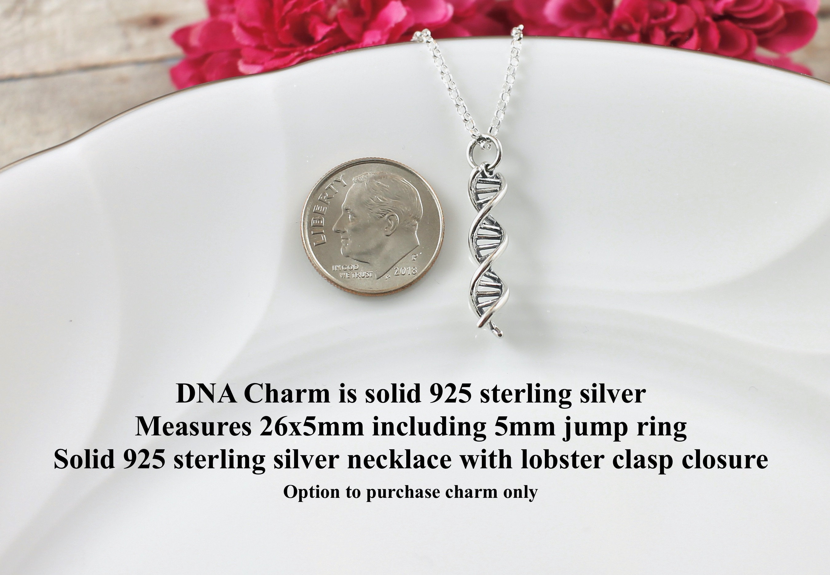 アクセサリー Handmade Vintage Silver DNA Necklace 925 Sterling Silver DNA Double Helix Necklace, Women in Science