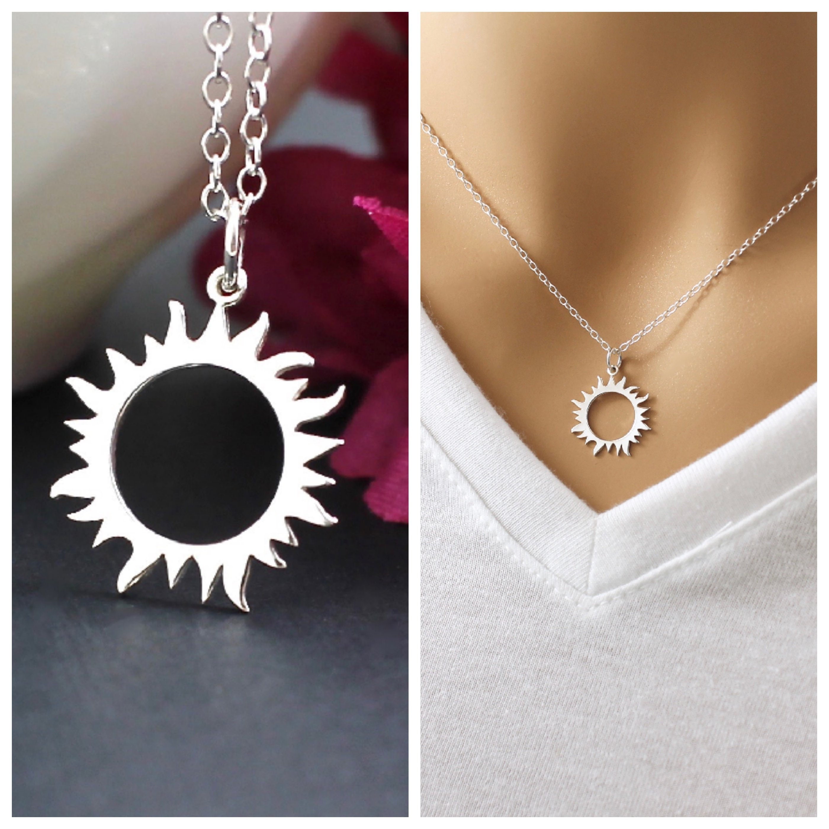 Solar Eclipse Necklace Sun Necklace Sunburst Necklace Etsy