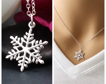 Sterling Silver Snowflake Necklace, Snowflake Pendant Necklace, Snowflake Jewelry, Christmas Necklace, Winter Necklace, Holiday Necklace