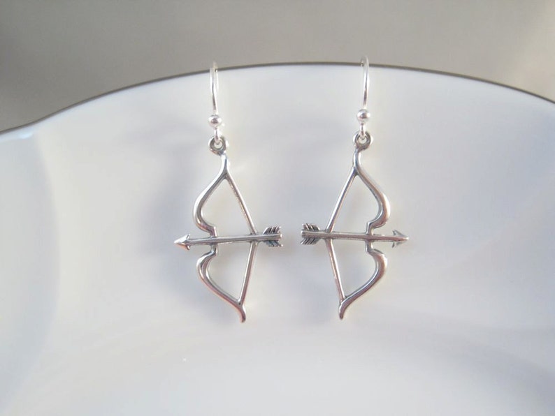 Sterling Silver Bow and Arrow Earrings Archery Earrings Etsy