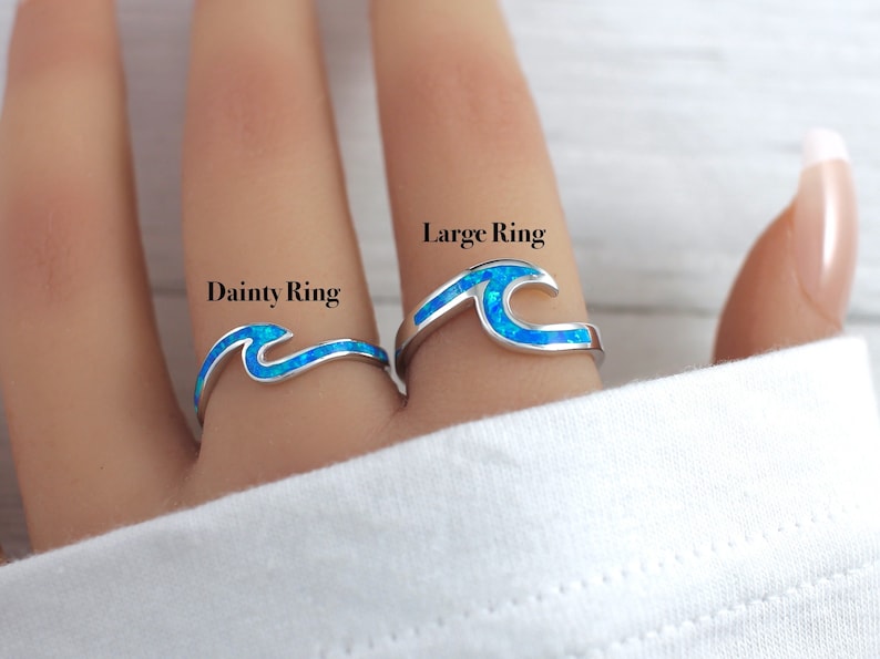 sterling silver blue wave ring