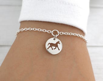 Horse Bracelet, Sterling Silver for women personalized for girls Charm Bracelet horse lover gift for her equestrian bracelet jewelry