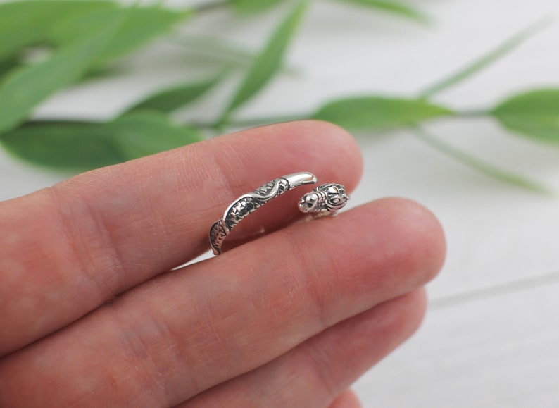 Dragon Ring in Sterling Silver, Viking Ring, sterling silver dragon ring, dragon jewelry, dragon ring men or women, goth ring, silver dragon image 8