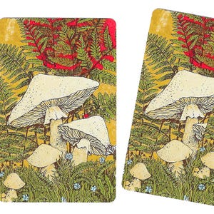 SETAS DE LA PRADERA (3) Naipes vintage de intercambio único, efímeros de papel