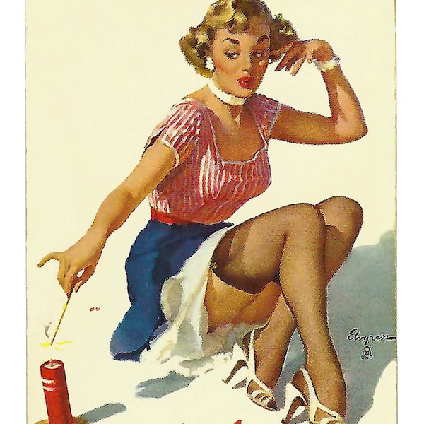 FIRECRACKER (1) Vintage Single Swap Playing Cards, Gil Elvgren illus.