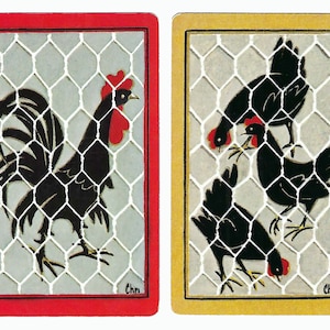 COMPTER VOS POULES (2) cartes à jouer vintage échangeables en papier éphémères