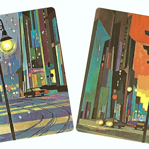 TRÁFICO NOCTURNO (2) Naipes vintage de un solo uso, efímeros de papel
