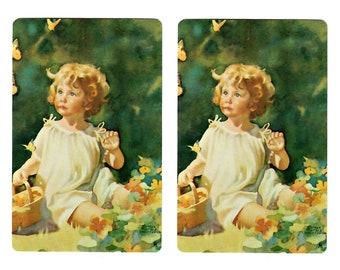 GARDEN BEAUTY (2) Vintage Single Swap Playing Cards Paper Ephemera