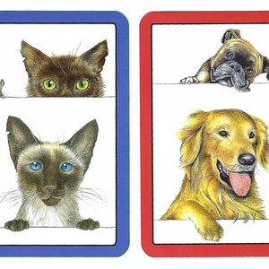GATOS, PERROS y un RATÓN (2) Naipes de intercambio único Papel Efímero