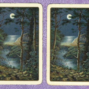 BEAUTÉ DE LA PLEINE LUNE (2) cartes à jouer vintage éphémères en papier à échanger